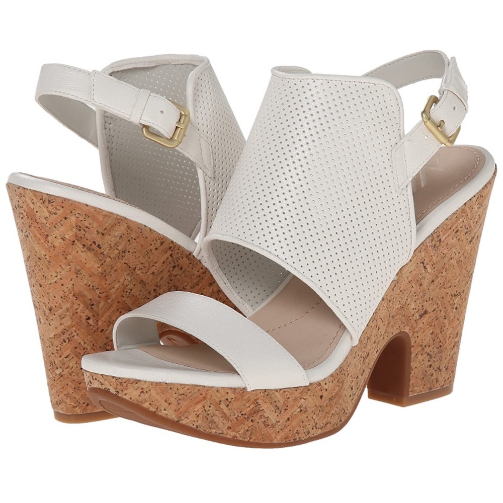 NAYA white cork open toed wedge - Picture 1 of 8